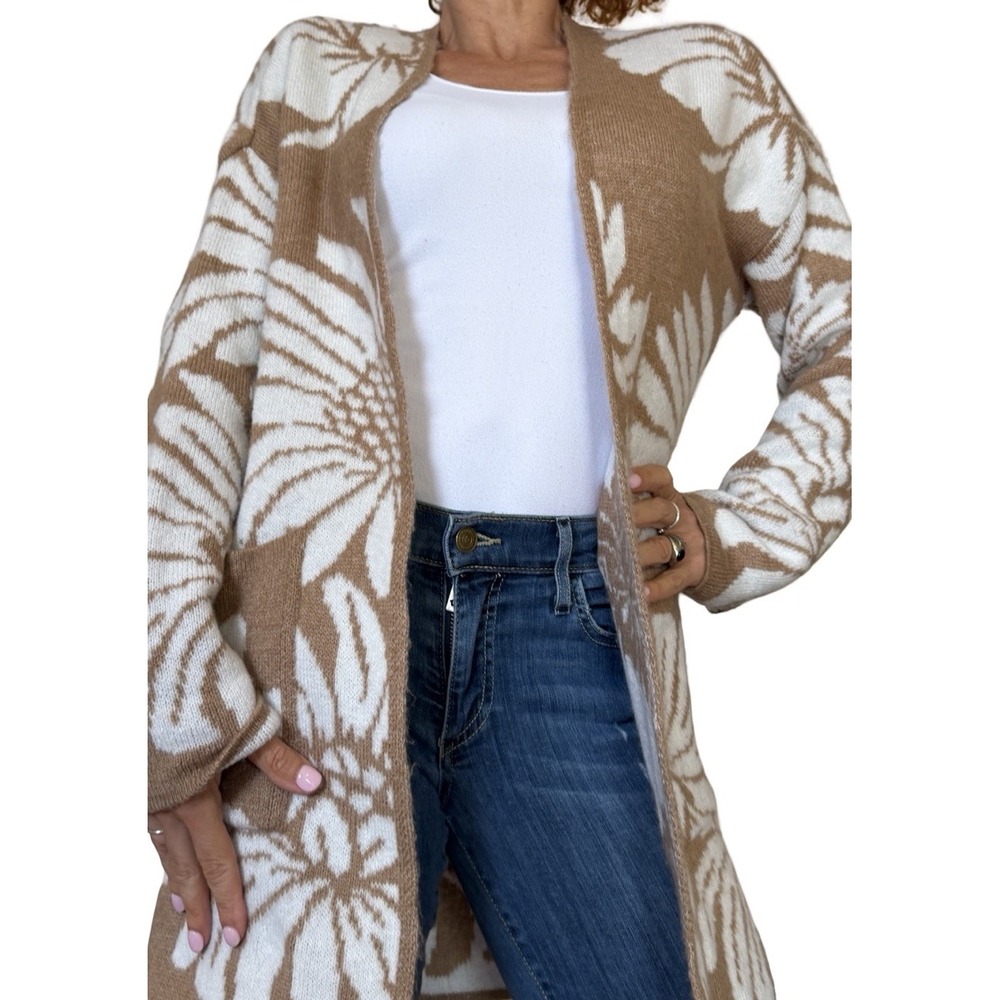 By Anthropologie Floral Cardigan Sweater Small Open Cottagecore Boho Chic Rustic - Picture 10 of 16